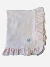 Load image into Gallery viewer, Gauze baby blanket- pink, ivory & blue