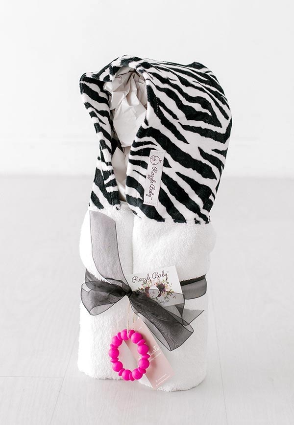 Zebra on white towel