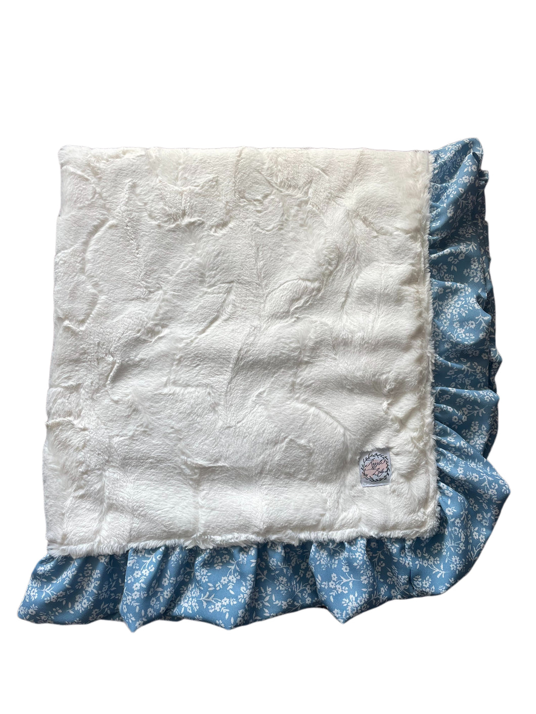Ivory Hide with Blue Flower Trim